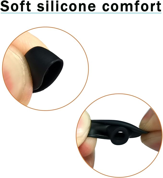 Universal Oval Silicone Ear Tips/Earbuds Tips Replacement for 4.0-7mm Nozzles - 6 Pairs (L/M/S) for Secure Fit & Noise Isolation, Black