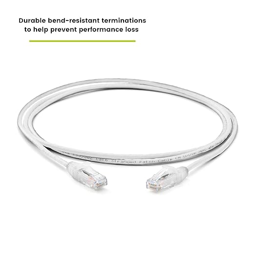 TRUECABLE Cat6 Component Rated Patch Cable, Unshielded (U/UTP), 5ft, White, 28AWG Stranded Pure Copper, Snagless 10G High-Speed Ethernet Cable, PoE++ 4PPoE 100W, UL Listed, RoHS-3, 1 Pack