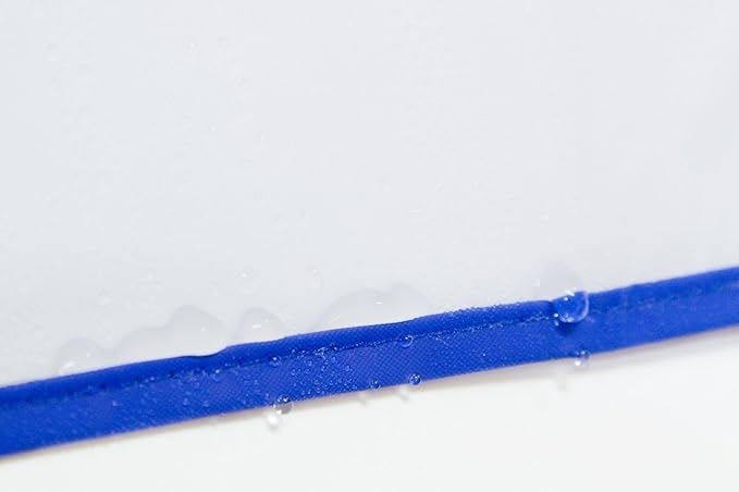 COMPUTER DUST SOLUTIONS Keyboard Dust Cover, Covers Large Size PC Keyboards, Silky Smooth Antistatic Vinyl, Translucent Coconut Cream Color with Blue Trim, (20W x2H x9D)
