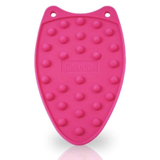 The Quilted Bear Mini Iron Rest - Silicone Heat Resistant Mat for Stress-Free Crafting, Sewing & Quilting Supplies - Durable and Protective Surface for Mini Iron (Pink)