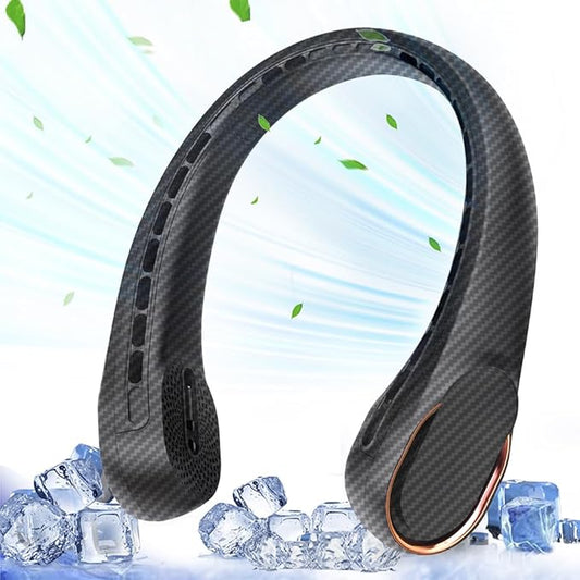 ASNUG Neck Fan, Bladeless Neck Fan, 4000 mAh Rechargeable Personal Fan, 360° Hands Free Wearable Fan, 3 Speeds Adjustable,Faster Cooling, Ultra Quiet, Suitable for Home, Office, Travel, Sports