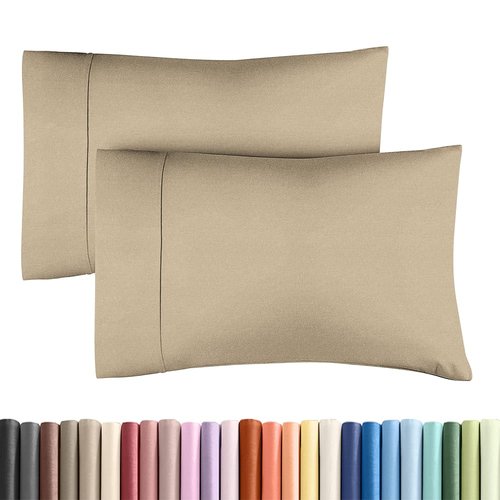 King Standard Pillow Cases Set of 2 - Ultra-Soft Hotel Quality Pillowcase Covers - Comfy, Cozy & Fade Free - Wrinkle Resistant - Machine Washable Pillow Protectors - 2 Piece Set - Heathered Beige