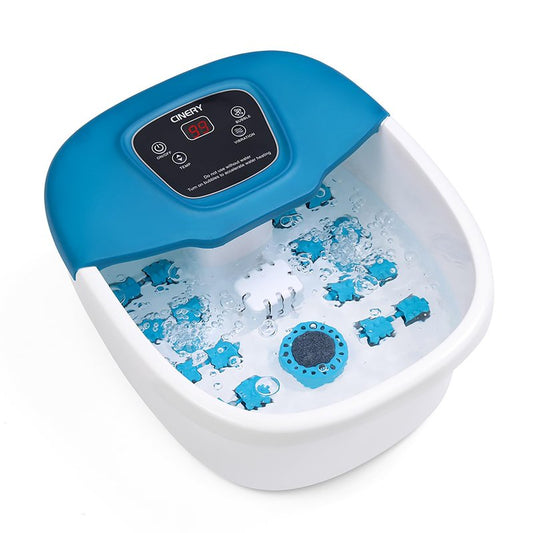 Cinery Foot Spa Bath Massager with Heat, Bubbles, Vibration and Pedicure Foot Spa with 16 Rollers for Feet Stress Relief, Foot Soaker with Mini Acupressure Massage Points & Temperature Control