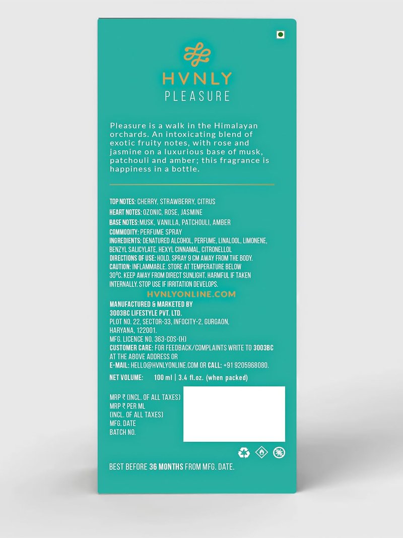 HVNLY Pleasure Eau de Parfum for Women — Sensual Cherry & Strawberry Perfume — Long Lasting Fruity Sweet Fragrance — Date Night, Gift for Her — Vegan, Cruelty-Free EDP — 3.5 Fl Oz (100ml)