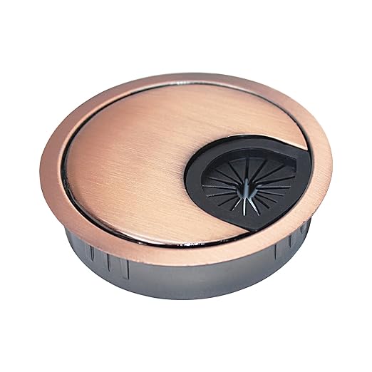 EASYEAH 1 Pcs Desk Grommet 2-1/16" / 53 mm, Desk Cord Hole Cover, Cable Grommet Metal Zinc Alloy Materilal, Desk Hole Grommet for Home & Office Pc, Detachable Cable Cord Organizer-Copper Red