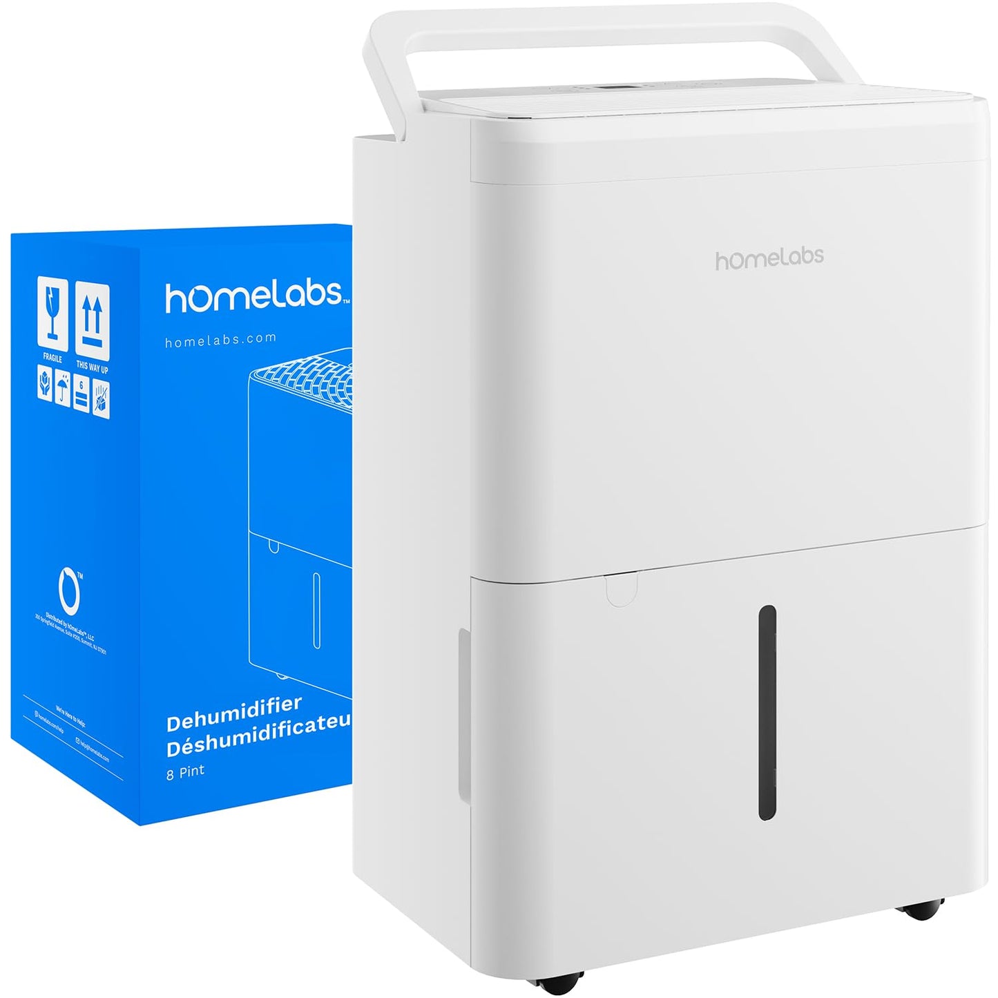 hOmeLabs Dehumidifier 1,800 Sq Ft Wi-Fi (8 Pint MAX 24 Pint at 95°F, 90% RH) for Advanced Humidity & Moisture Control, Quiet, Efficient, Auto Shut-off, Ideal for Home, Basement, Office