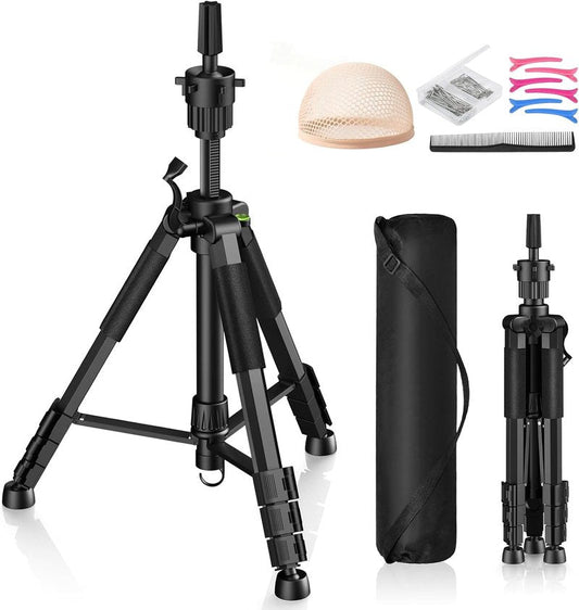 Adjustable Wig Stand Tripod - 54 Inch Heavy Duty Mannequin Head Stand with Non-Slip Base for Cosmetology