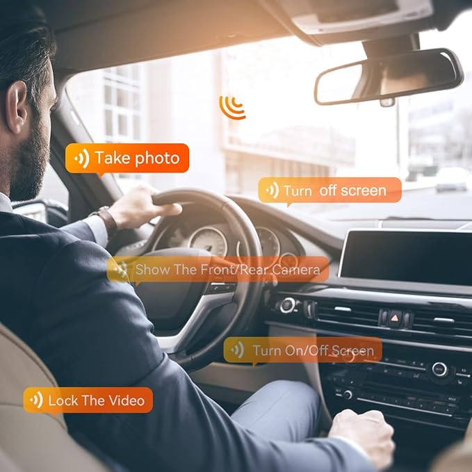 Mirror Dual Dash Camera,4K and 2.5K Dash Cam with Voice Control Rear View Mirror Camera and WiFi,GPS Dashcam for Cars with WDR Night Vision, G-Sensor, 24 Parking Monitor ABS (Include 64GB Card)