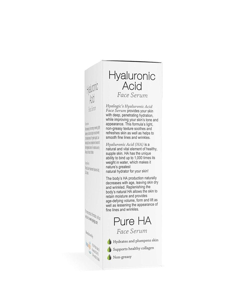 Hyalogic Pure HA Face Serum 1 oz with 1 Hyaluronic Acid Facial Mask - Sensitive Skin - Deep Hydrating, Moisturizing Topical, 1oz Pump - For Women & Men - Rejuvenate & Moisturize