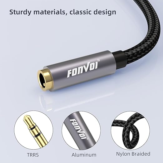 FONVOi 20FT 3.5mm Aux Jack Audio Extension Cable,Male to Female,TRS Headphone Extension Cable Compatible with Heaphone, MP3 Players iPhone iPad Tablets Media Player
