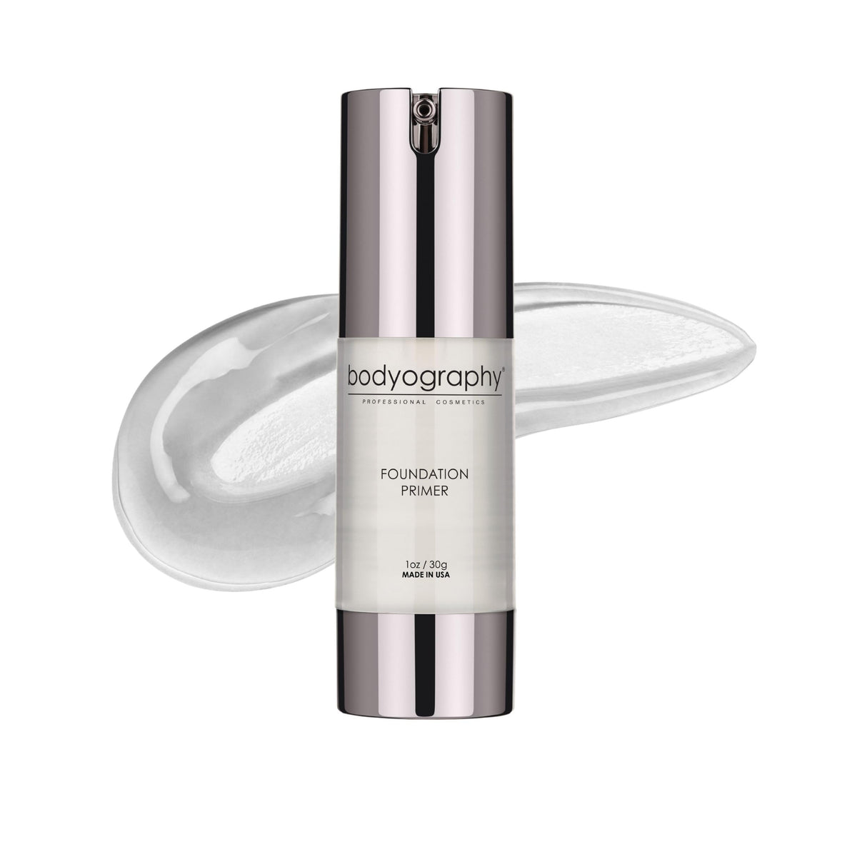 BODYOGRAPHY - Foundation Primer (Clear): Flawless Anti-Aging Salon Makeup Primer w/Vitamin E, A, Jojoba, Grapeseed Oil | Control Shine | Gluten-Free, Cruelty-Free, 1 oz.