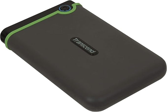 Transcend StoreJet 2TB Rugged External Hard Drive, USB3.1(5Gbps) Portable HDD w/One Touch Auto-Backup Button/Anti-Shock Resistant/Compact&Lightweight/Lightning-Fast Speeds, Iron Gray - TS2TSJ25M3S