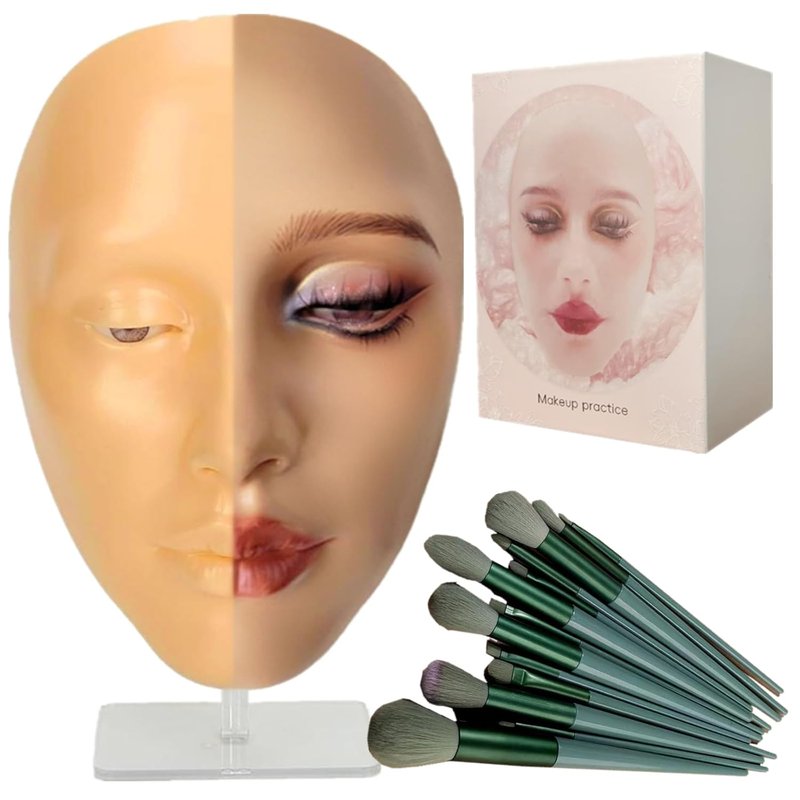 5D Silicone Makeup Mannequin Face - Reusable Practice Board for Makeup Artists | Golden Wheat Color