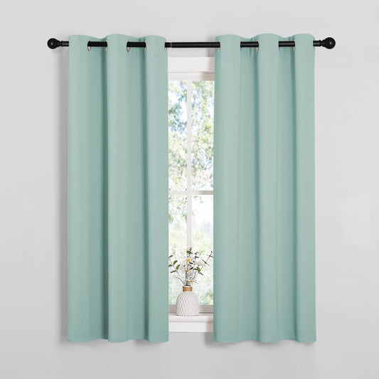 NICETOWN Blackout Window Curtain Panels - Thermal Insulated Grommet Drapes | Aqua, 34x54 Inches, One Pair