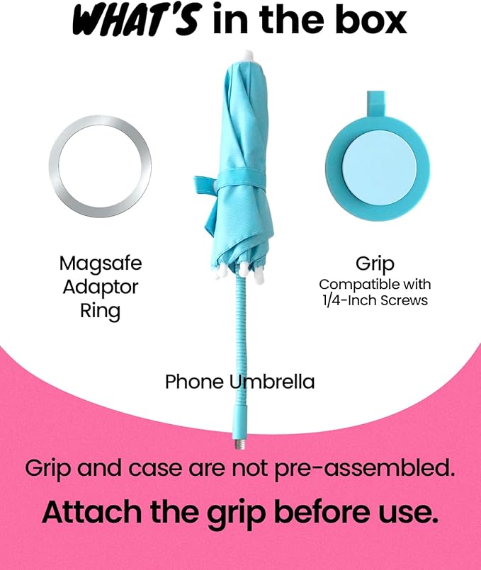 On The Grip 3 in 1 Magnetic Umbrella Sunshade Collapsible Expandable Phone Grip & Stand - Elegant Magsafe Compatible Phone Holder for Secure Grip and Hands-Free Viewing (Sky Blue)