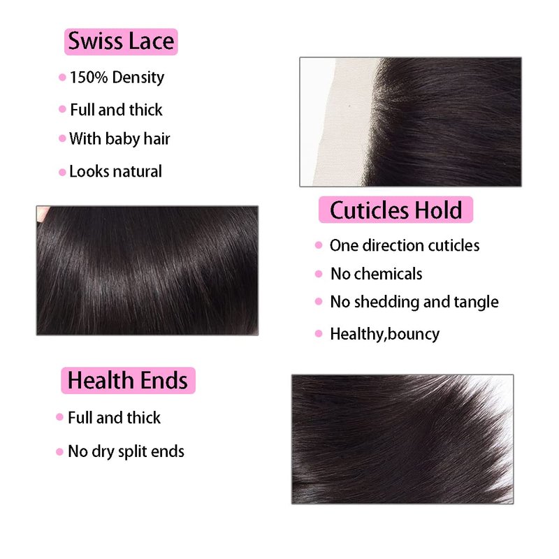 Straight Closure Human Hair straight lace closure 4x4 free part Transparent HD Lace Closure 100% Unprocessed Brazilian Human Virgin Hair 130% Density Natural Black Color 14 inch