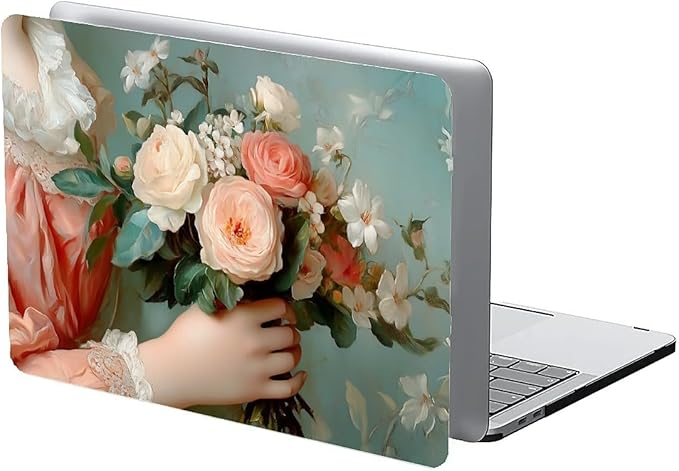 COTAIL Compatible with MacBook Air 13.3 13.6 Inch Case 2022 2021 2020 2019 Plastic Hard Shell Case Cover,13.3 Air (A1932/A2179/A2337), A Lady with Flowers