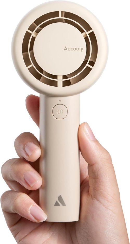 Aecooly Portable Handheld Turbo Fan - 5-Speed USB Rechargeable Mini Cooling Fan | 24H Max Cooling Time - Beige