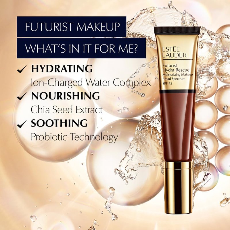 Estée Lauder Futurist Hydra Rescue Moisturizing Foundation Makeup SPF 45 for a 12-Hour Glow, 1.2 Fl Oz, 2C3 Fresco