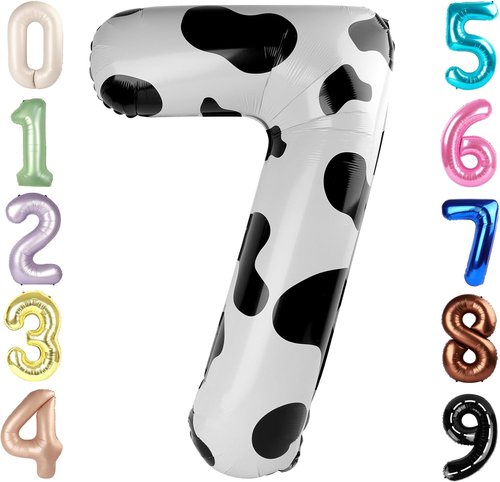 Balloon Numbers 40 Inch - 7th Birthday Decorations in White & Black | Perfect for Engagements, Weddings & Graduations
