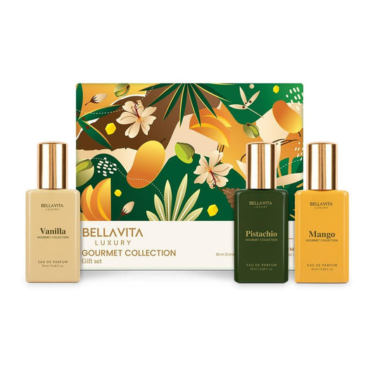 Bellavita Luxury Unisex Gourmet Perfume Gift Set with Vanilla, Mango, and Pistachio | 60ml | Perfume for Men and Women | Nutty Pistachio, Mango, and Vanilla Notes | Long Lasting Unisex Fragrance