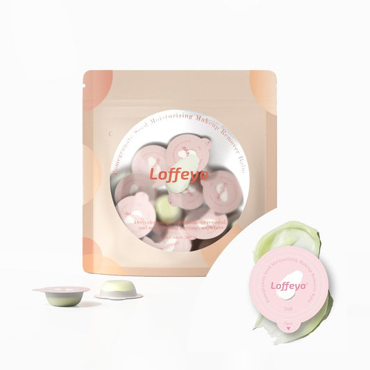 Loffeyo 30-Count Travel Cleansing Balm Pods, Individually Wrapped Single-Use, Makeup Remover Balm with Pomegranate Extract, Solid Formula, TSA-Friendly, Gentle for Sensitive Skin