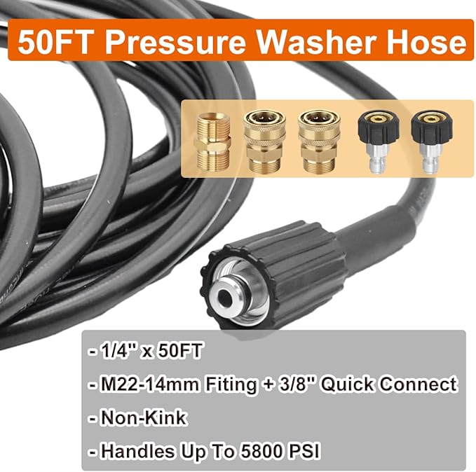 Water Broom Pressure Washer Surface Cleaner,39 inch Power Broom Sweeper with 50FT Washer Hoseï¼4000 Psi with 7 Nozzles 2 Extension Wand for Concrete Driveway Sidewalk Deck, Roof Floor Cleaning