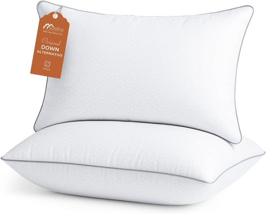 Sasttie Queen Size Pillows - Oeko-Tex Certified Down Alternative, Hotel Quality, Set of 2