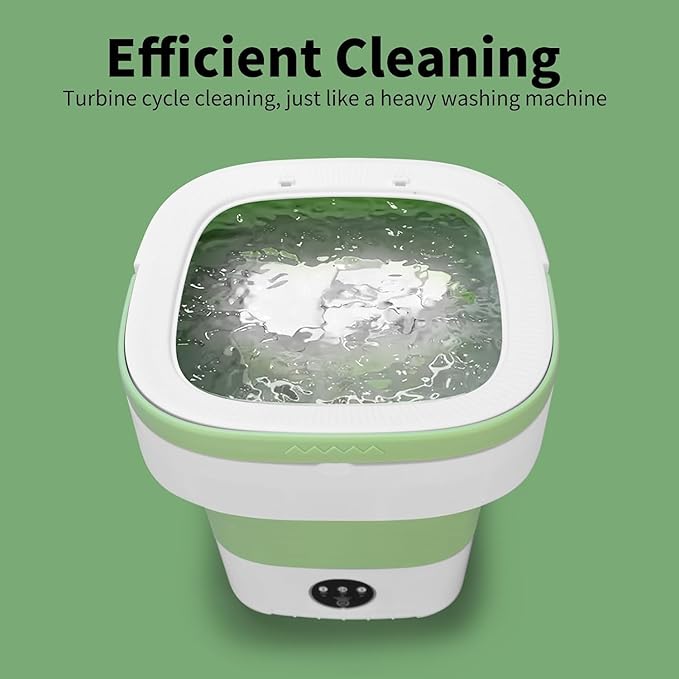 Portable Washing Machine, 16L Upgraded with Spin Basket Laundry Machine, 3 Modes Deep Cleaning, Upgraded Small Collapsible Laundry for Hotel, Apartment, Home and Travel - Green