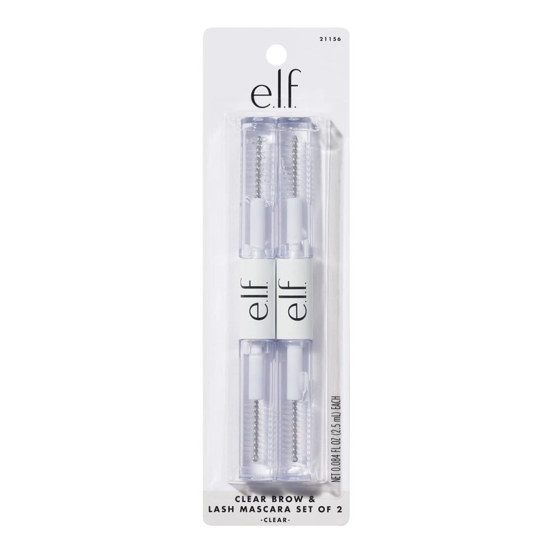 e.l.f. Clear Lash & Brow Mascara Gel, Dual-Sided Flexible Hold, Long-Lasting Clear Formula for Natural-Looking Brows & Defined Lashes