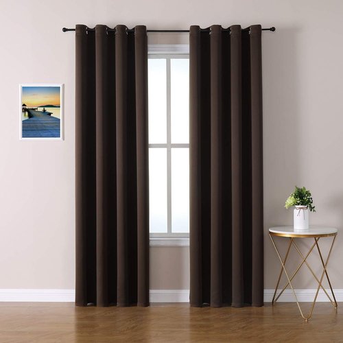 ChrisDowa Blackout Curtains - Thermal Insulated Room Darkening Panels for Bedroom & Living Room (Brown, 52W x 95L)