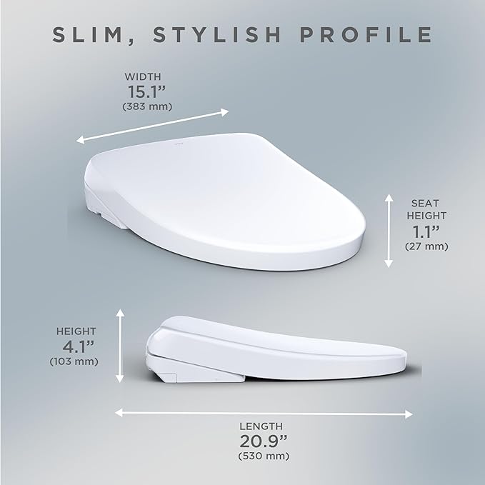 TOTOÂ® WASHLETÂ®+ S7A Electronic Bidet Toilet Seat with EWATER+Â® Bowl and Wand Cleaning, Auto Open and Close Contemporary Lid, Elongated, Cotton White - SW4736AT40#01