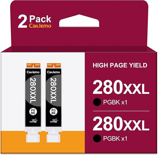 PGI-280XXL Compatible for Canon Ink 280 and 281 Cartridges Work for Canon TR8520 Ink Cartridges Work for Pixma TR8620 TR8620A TS9120 TS6320 TR7520 TS6220 TR8500, 2 x 280XXL PGBK (Large Black)