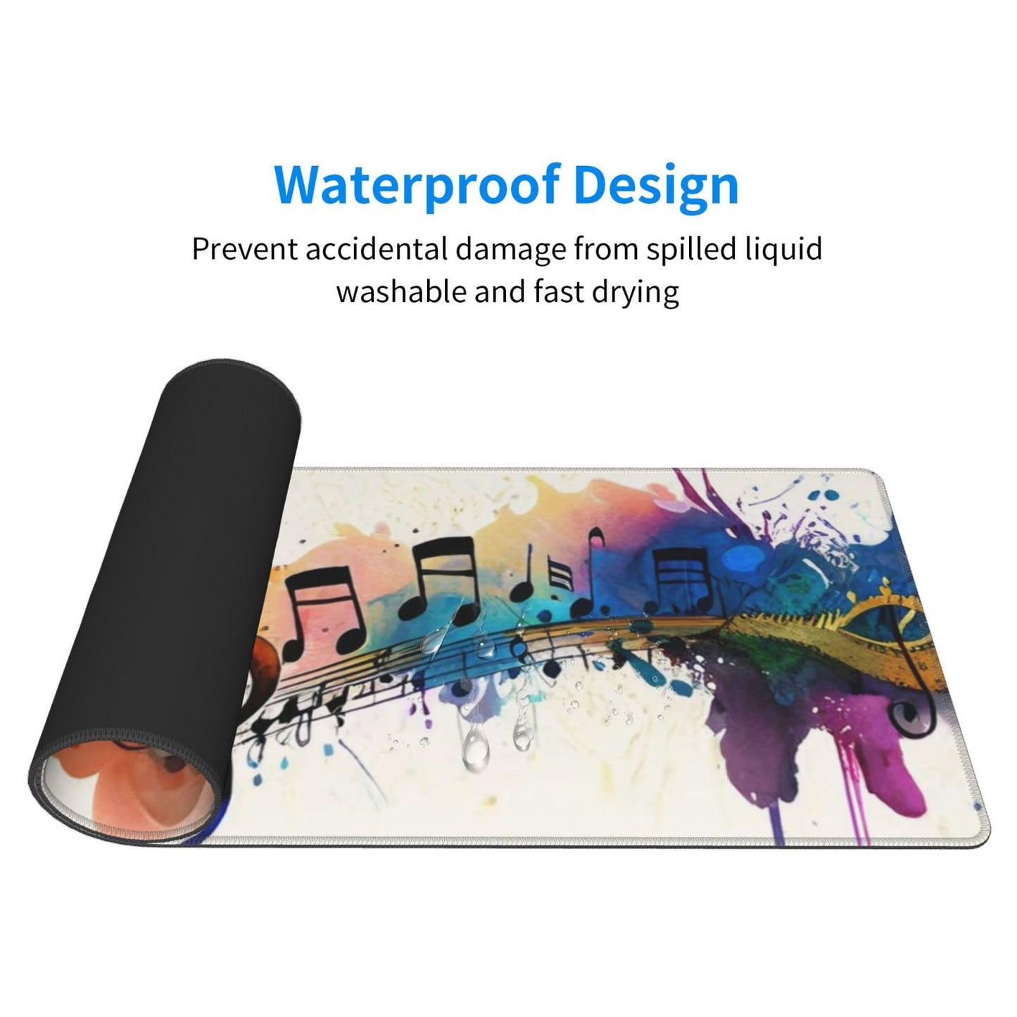 Gaming Mouse Pad, Large Non-Slip Rubber Base Mousepad, Keyboard Mouse Mat, Desk Pad with Stitched Edges, 31.5x11.8inch, Music Note