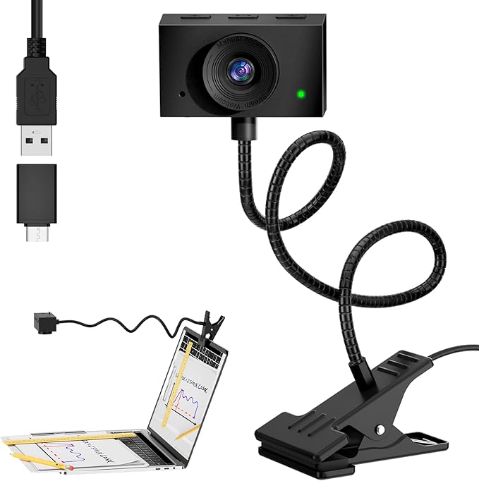 Webcam for PC, Streaming Camera, Web Camera for Desktop/Laptop Computer Webcam with Microphone, Plug and Play USB Web Cam with Bracket, Manual Focus, for Live Streaming, Video Calls (Black, 1080P)
