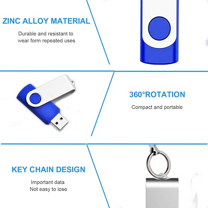 100-Pack of 4GB USB Flash Drive Bulk EASTBULL FAT32 Thumb Drive Pack (Blue)