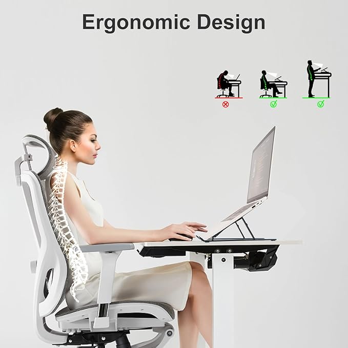 weourwe Ergonomic and Foldable Laptop Stand for Desk, Adjustable Riser, Fits All Laptops and Notebooks up to 17,Ultra-Thin,Ventilated Cooling,ABS+Silicone,Grey.