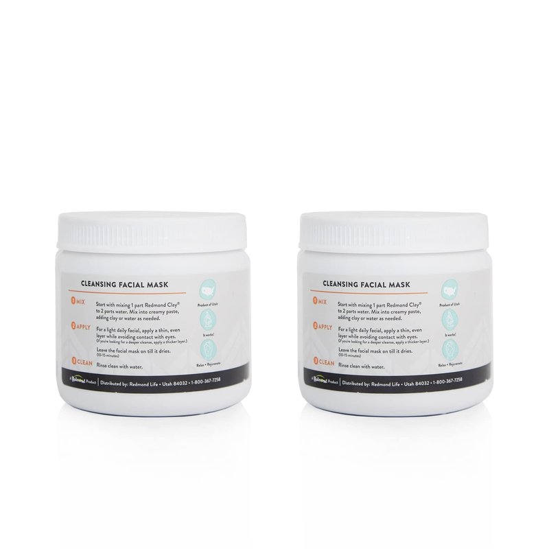 Redmond Clay - Bentonite Clay of 1000 Uses, Soothing Facial Mask, 10 Ounce (2 Pack)