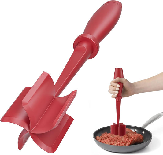 Upgrade Meat Chopper by [Brand Name] - Premium Heat Resistant Hamburger Smasher | Non-Stick Grinder in Red