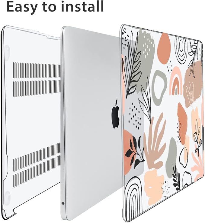 HOHAIYOO Compatible with 2026 2025 2024-2022 MacBook Air 13.6 inch Case M5 A3449 M4 A3240 M3 A3113 M2 A2681 with Touch ID, Plastic Hard Shell Case&Keyboard Film&Screen Film&Webcam Cover, Abstract Leaf