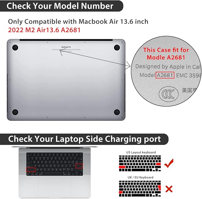 HOHAIYOO Compatible with 2026 2025-2022 MacBook Air 13 inch Case M5 A3449 M4 A3240 M3 A3113 M2 A2681, Hard Shell&Keyboard Film&Screen Film&Webcam Cover for New M5 MacBook Air 13.6 inch, Curved Doodle
