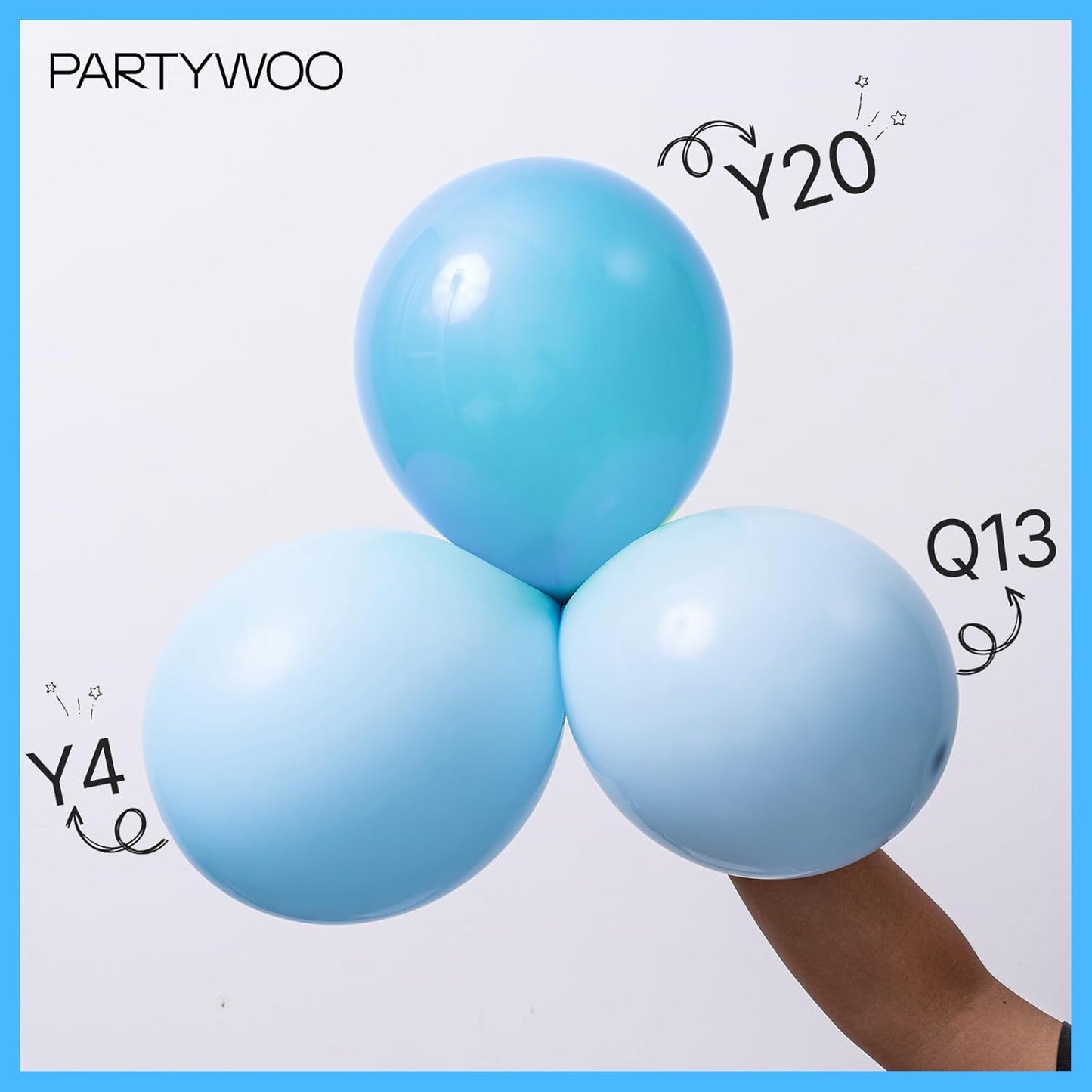 PartyWoo Baby Blue Balloons - 100pcs 12 Inch Light Pastel Aqua Blue for Celebrations & Events