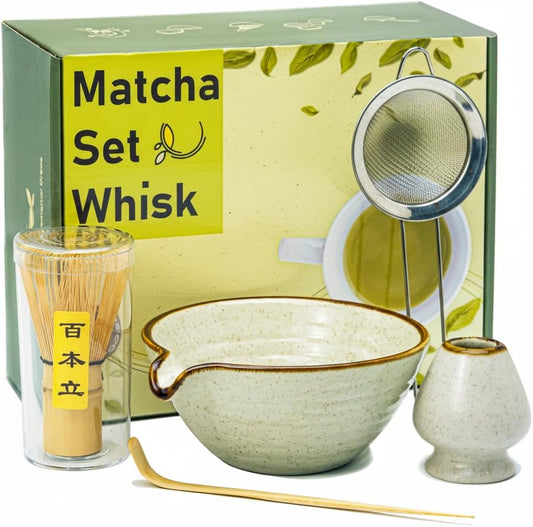 Skiennix Matcha Whisk Set - Complete Matcha Kit with Bowl, Bamboo Whisk, and Accessories | Perfect Gift for Women