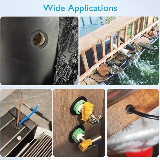 BOPOREAE 15 Pcs 5/8" Drill Hole, 1/4" ID Silicone Rubber Grommets for Wiring, Automotive Firewall Hole Plug, Small Top Hat Metal Wall Drywall Grommets for Vinyl Tubing in Hydroponic Irrigation System