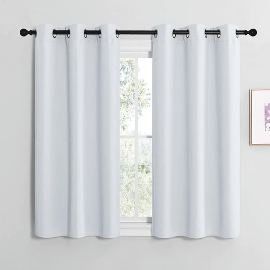 NICETOWN Blackout Curtain Panels - Thermal Insulated Grommet Top Drapes | Greyish White, 29"x30", 2 Panels