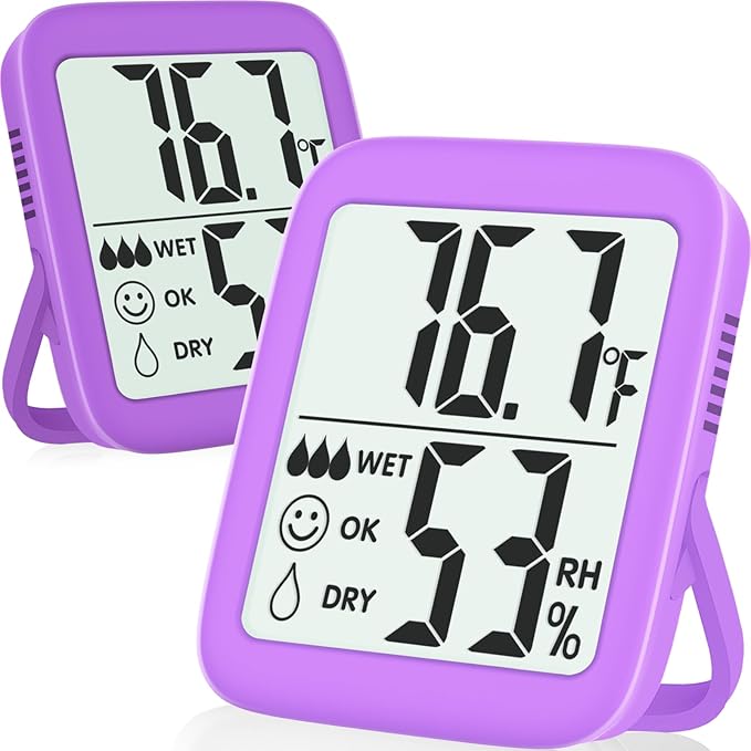 Antonki 2 Pack Room Thermometer for Home, Hygrometer Indoor Humidity Meter Gauge, Digital Temperature and Humidity Monitor Sensor for House, Terrarium, Incubator, Greenhouse - Battery Included