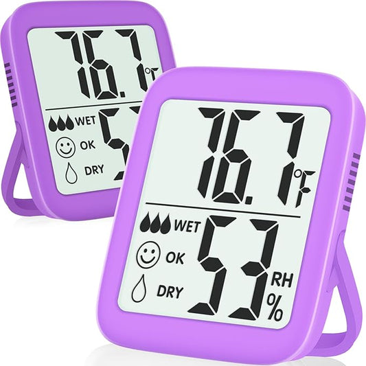 Antonki 2 Pack Room Thermometer for Home, Hygrometer Indoor Humidity Meter Gauge, Digital Temperature and Humidity Monitor Sensor for House, Terrarium, Incubator, Greenhouse - Battery Included
