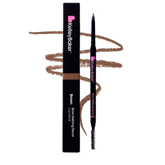 Kelley Baker Brow Defining Pencil, Micro-Thin Tip for Precise Hair-Like Strokes and Shaped Brows, Smudge-Resistant Long-Lasting Formula, Built-In Spoolie for Natural Soft Defined Brows, (Brown)