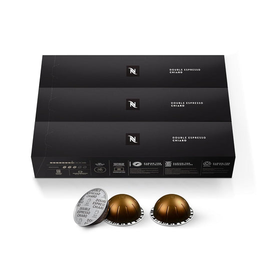 Nespresso Vertuo Double Espresso Chiaro - Medium Roast Coffee Pods | 30-Count, 2.7oz Brews