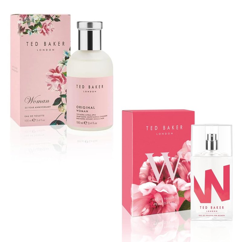 Ted Baker W & Woman Pink EDT Bundle. Womenâs Perfume Duo, Floral Green & Fruity Floral Fragrance Set, Long-Lasting Designer Perfume Gift For Women 75ml & 100ml / 2.54 fl oz & 3.38 fl oz
